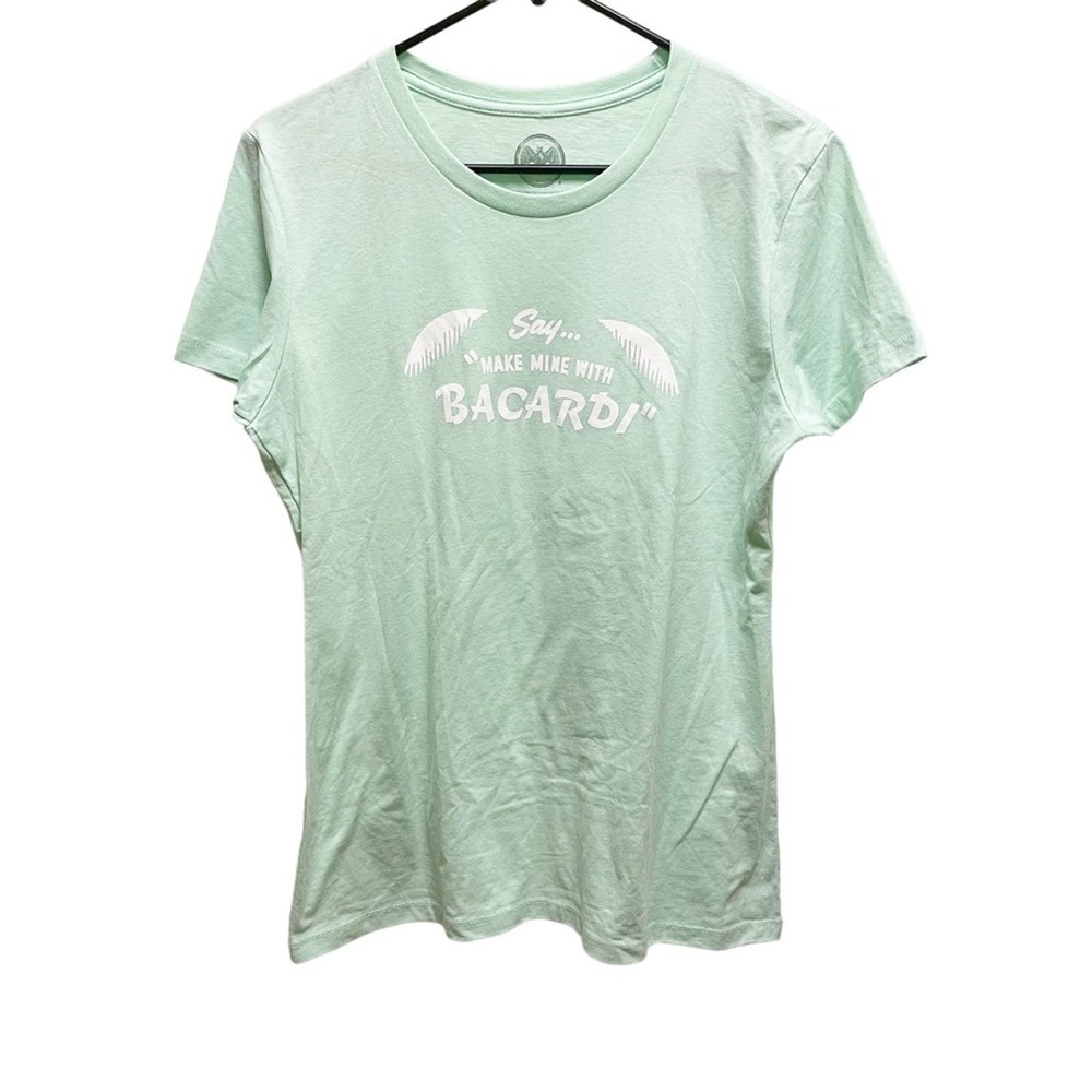 Bacardi Mint Green Crew Neck “Say make mine with Bacardi” Promotional T-shirt XL